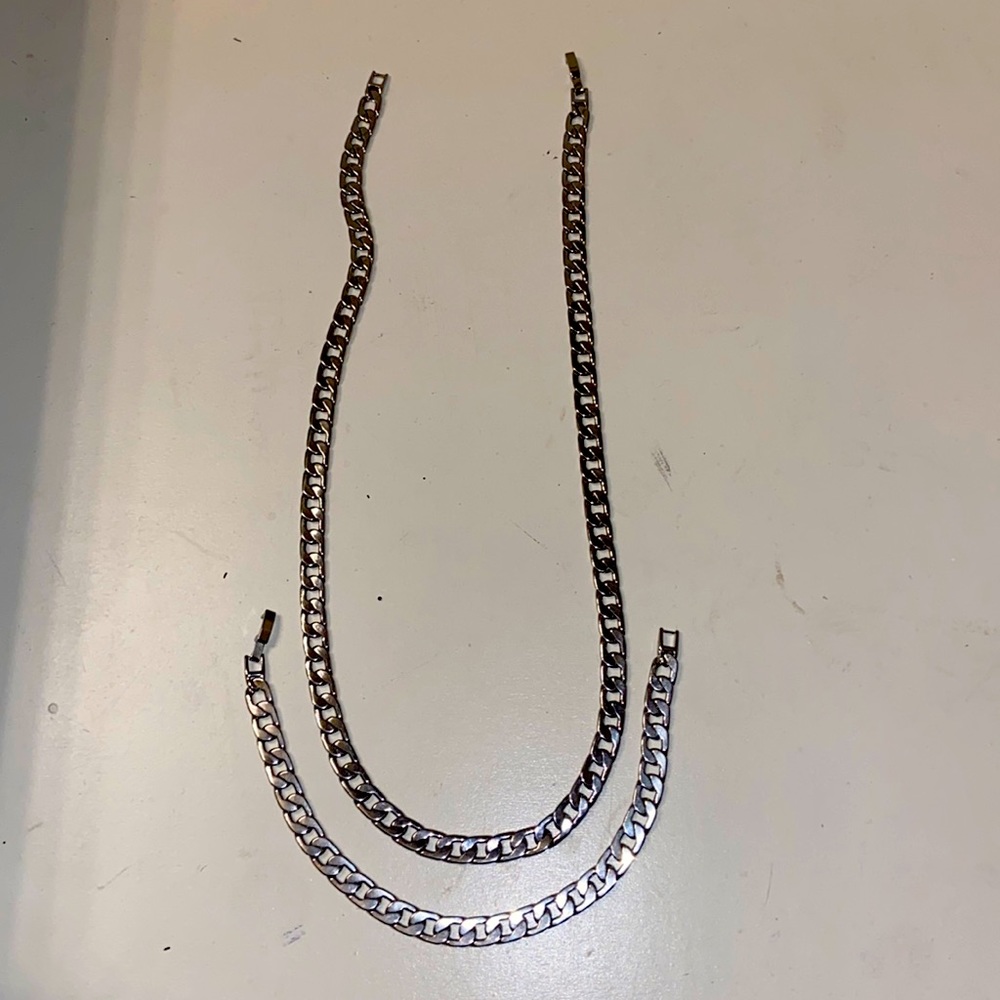 silver mens jewelry set